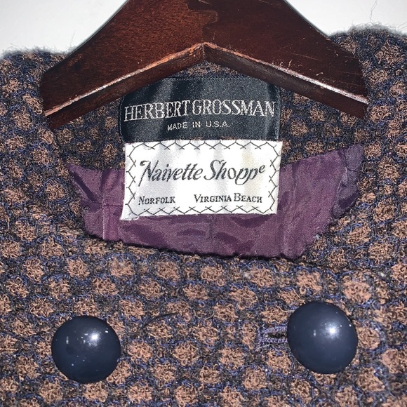 Vintage Herbert Grossman Blazer Women 8 Tweed Naivette Shoppe Mod Jacket - Picture 2 of 8